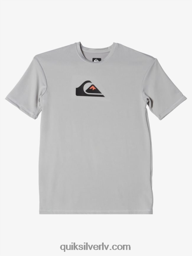 zēni Quiksilver 8-16 cietu svītru īsām piedurknēm upf 50 sērfošanas t-krekls pelēka violeta 88064R2135