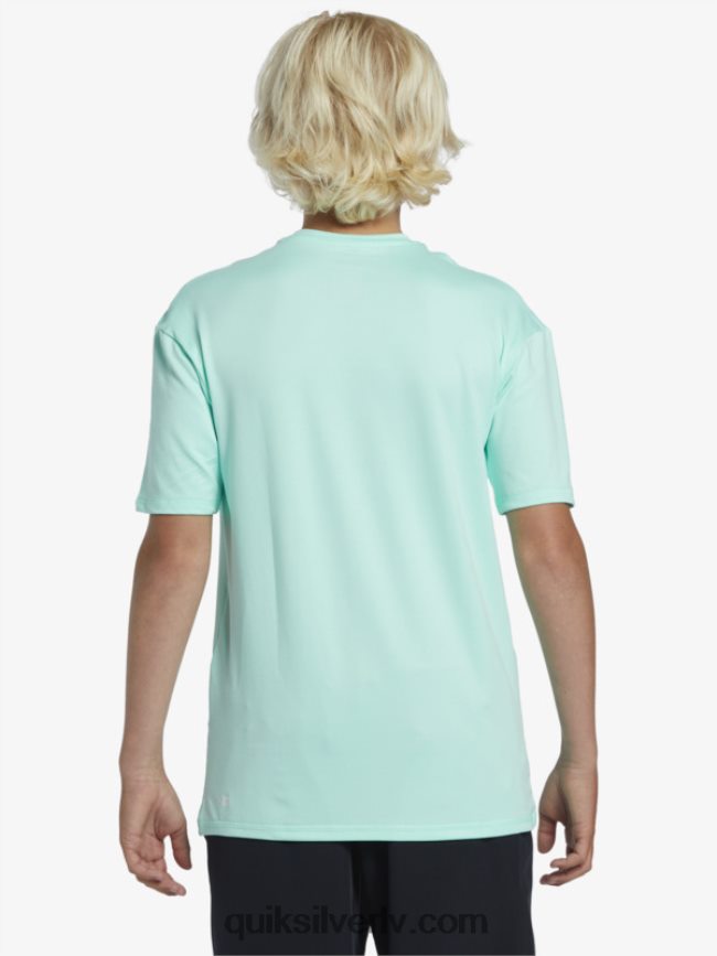 zēni Quiksilver 8-16 cietu svītru īsām piedurknēm upf 50 sērfošanas t-krekls pludmales stikls 88064R2137