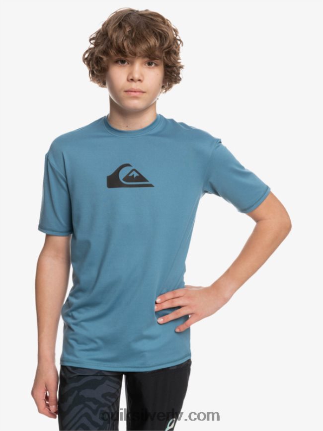 zēni Quiksilver 8-16 cietu svītru īsām piedurknēm upf 50 sērfošanas t-krekls provencial 88064R2138