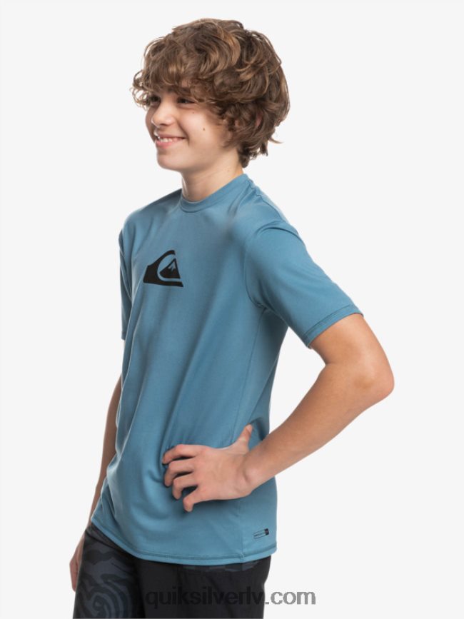 zēni Quiksilver 8-16 cietu svītru īsām piedurknēm upf 50 sērfošanas t-krekls provencial 88064R2138
