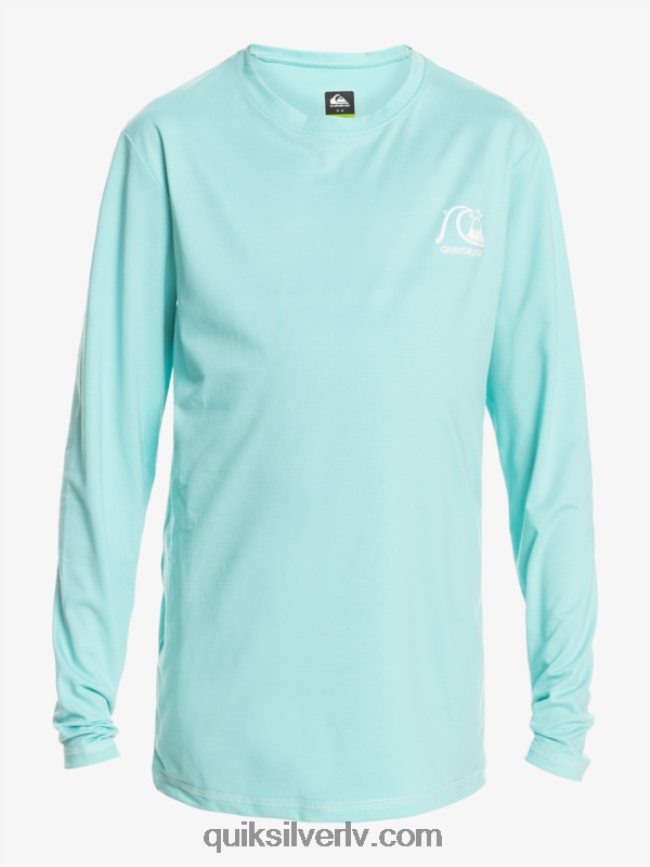 zēni Quiksilver 8-16 heritage viršu krekls ar garām piedurknēm upf 50 sērfošanas krekls eņģeļa zils virši 88064R2199