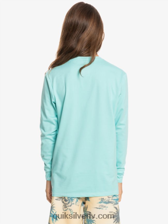 zēni Quiksilver 8-16 heritage viršu krekls ar garām piedurknēm upf 50 sērfošanas krekls eņģeļa zils virši 88064R2199