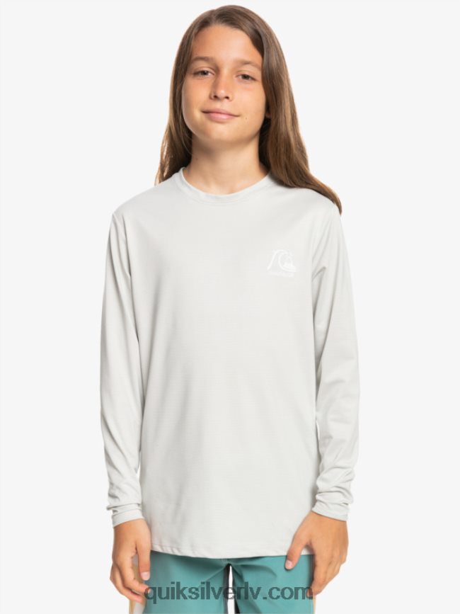 zēni Quiksilver 8-16 heritage viršu krekls ar garām piedurknēm upf 50 sērfošanas krekls pelēki violets virši 88064R2198