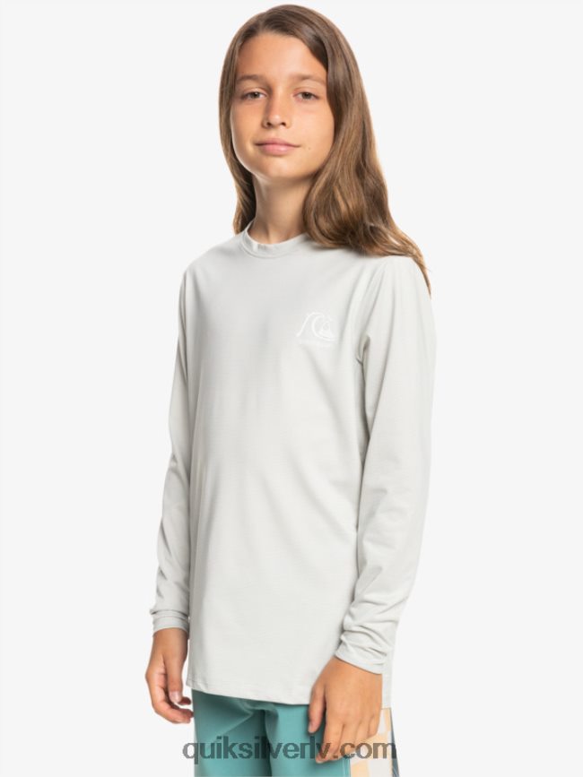 zēni Quiksilver 8-16 heritage viršu krekls ar garām piedurknēm upf 50 sērfošanas krekls pelēki violets virši 88064R2198