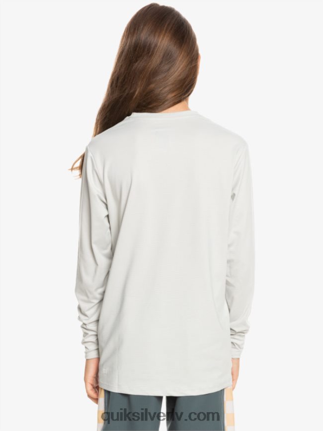 zēni Quiksilver 8-16 heritage viršu krekls ar garām piedurknēm upf 50 sērfošanas krekls pelēki violets virši 88064R2198