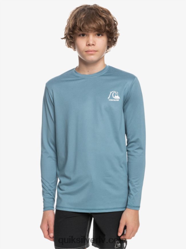 zēni Quiksilver 8-16 heritage viršu krekls ar garām piedurknēm upf 50 sērfošanas krekls provinces zilie virši 88064R2201