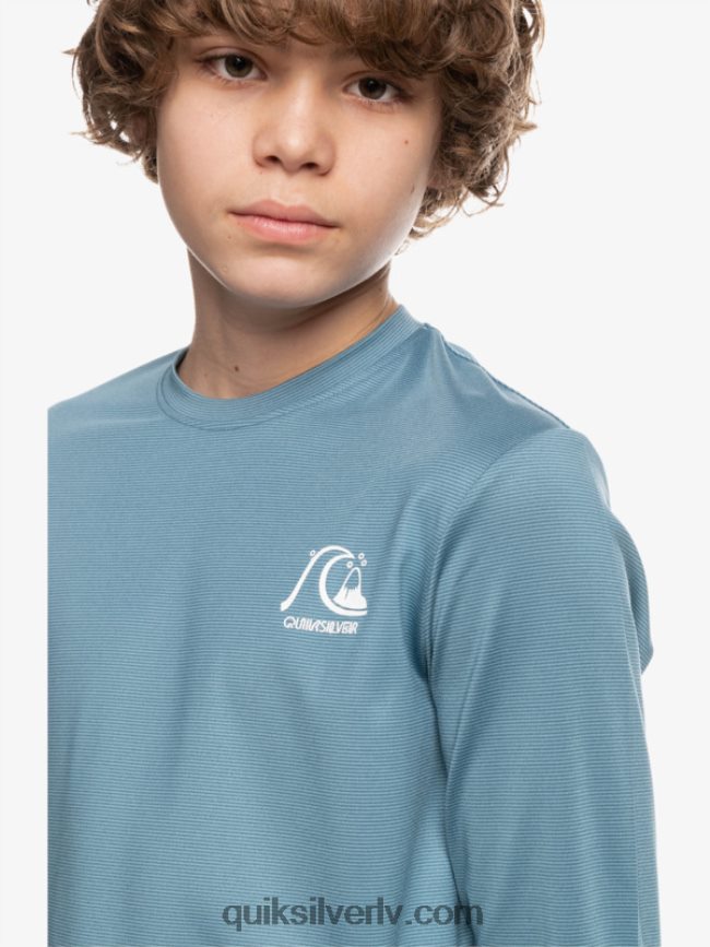 zēni Quiksilver 8-16 heritage viršu krekls ar garām piedurknēm upf 50 sērfošanas krekls provinces zilie virši 88064R2201