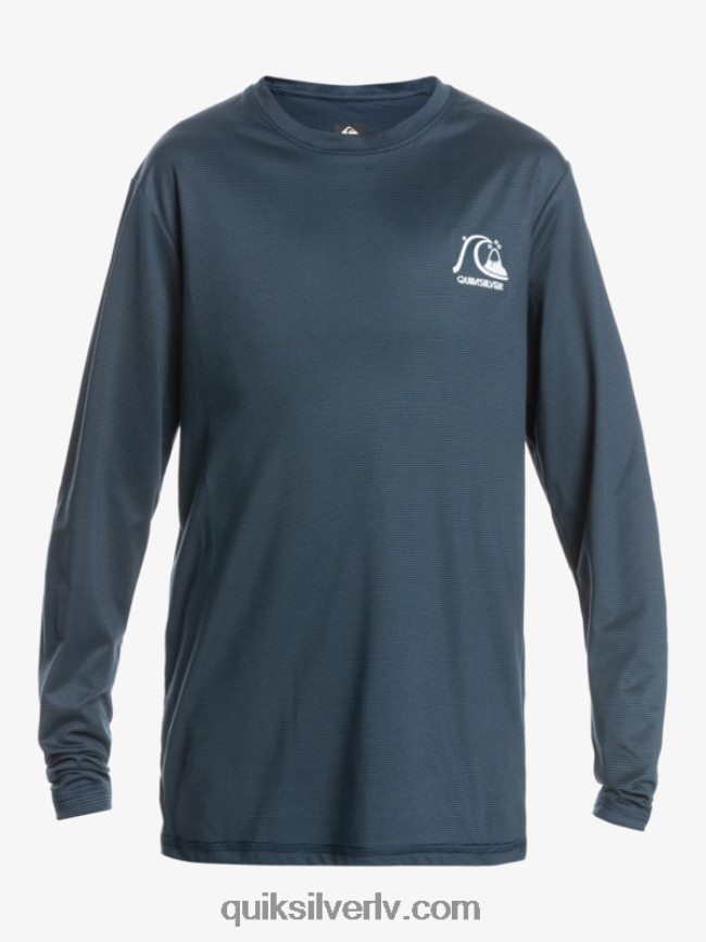 zēni Quiksilver 8-16 heritage viršu krekls ar garām piedurknēm upf 50 sērfošanas krekls pusnakts jūras virši 88064R2200