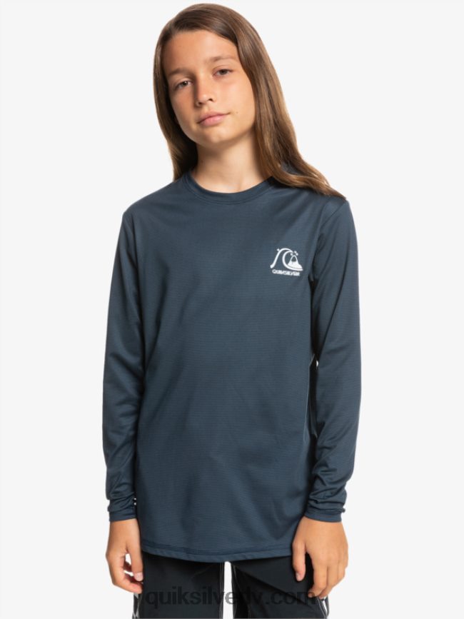 zēni Quiksilver 8-16 heritage viršu krekls ar garām piedurknēm upf 50 sērfošanas krekls pusnakts jūras virši 88064R2200
