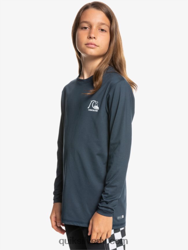 zēni Quiksilver 8-16 heritage viršu krekls ar garām piedurknēm upf 50 sērfošanas krekls pusnakts jūras virši 88064R2200