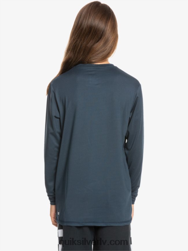 zēni Quiksilver 8-16 heritage viršu krekls ar garām piedurknēm upf 50 sērfošanas krekls pusnakts jūras virši 88064R2200