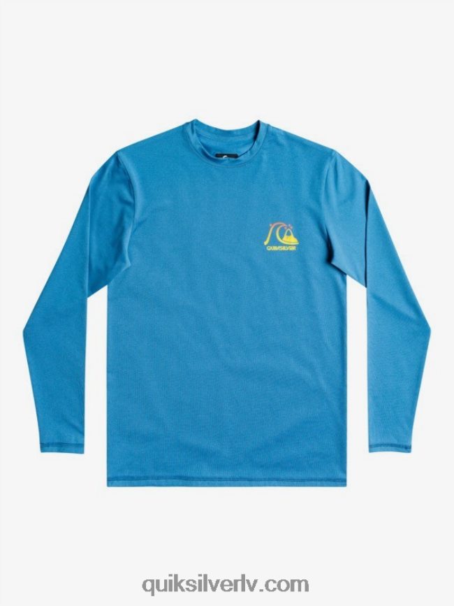 zēni Quiksilver 8-16 heritage viršu trikotāža ar garām piedurknēm upf 50 surf tee vallarta zils virši 88064R2262