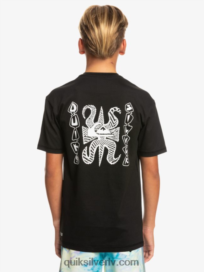 zēni Quiksilver 8-16 mix sesijas upf 50 īsām piedurknēm sērfošanas tee melns 88064R2016