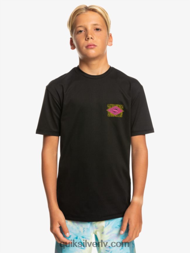 zēni Quiksilver 8-16 radical upf 50 sērfošanas t-krekls melns 88064R2011