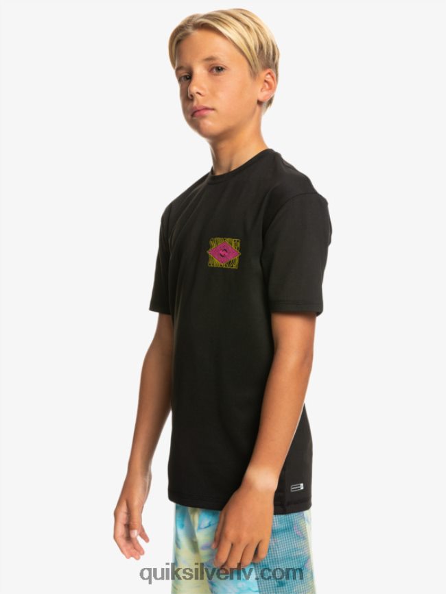 zēni Quiksilver 8-16 radical upf 50 sērfošanas t-krekls melns 88064R2011