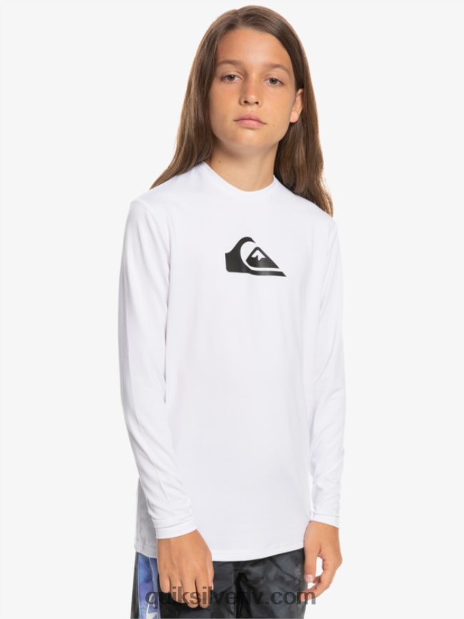 zēni Quiksilver 8-16 solid streak ls jauniešu l/sl surf tee balts 88064R2118