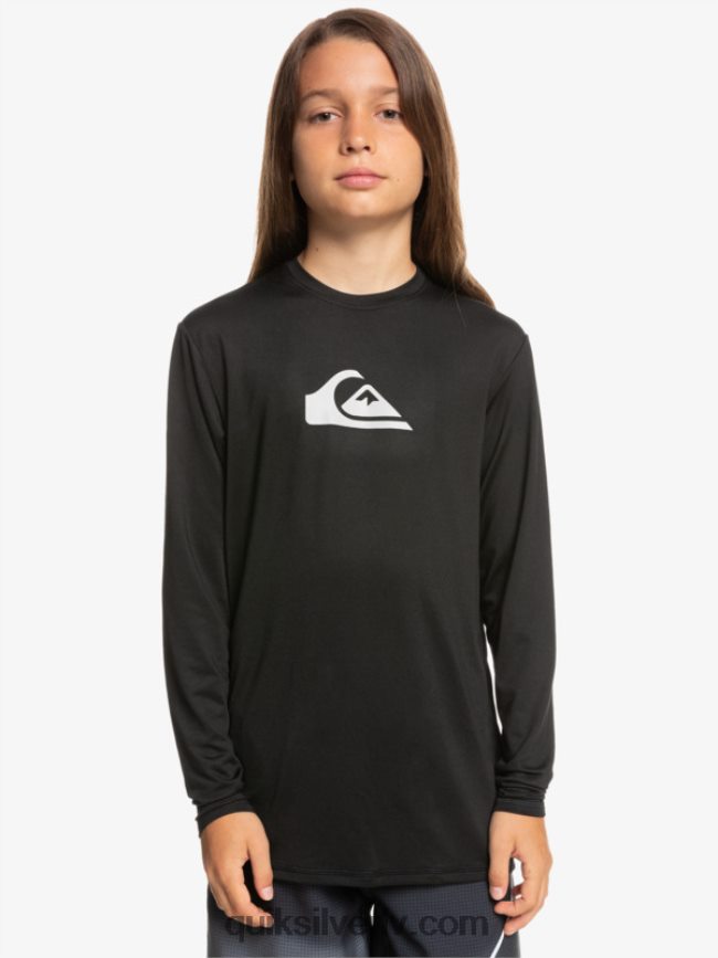 zēni Quiksilver 8-16 solid streak ls jauniešu l/sl surf tee melns 88064R2117