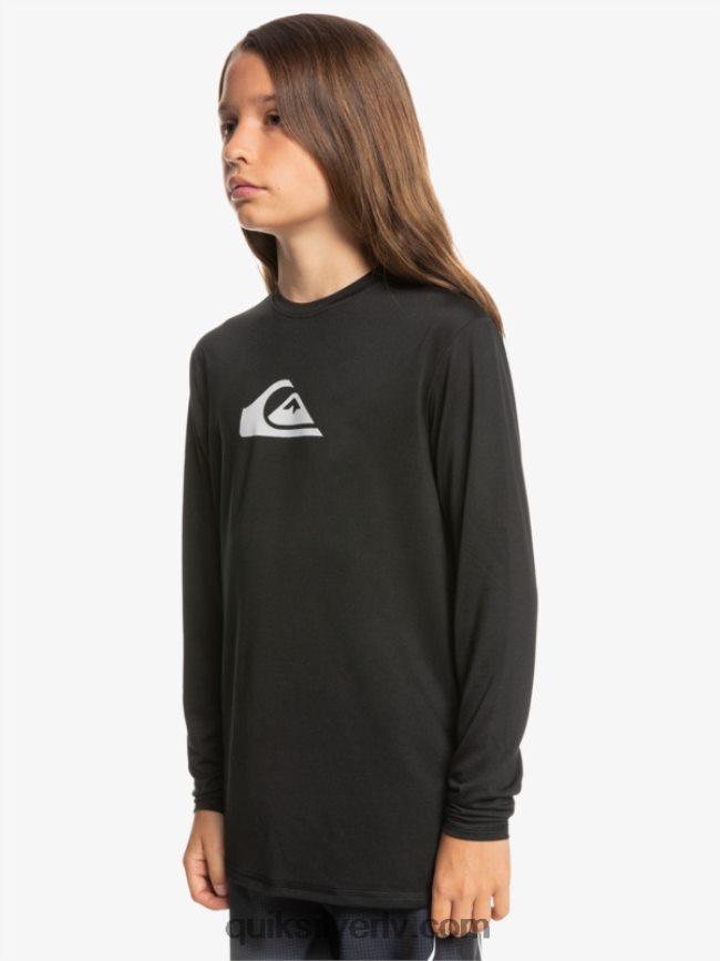 zēni Quiksilver 8-16 solid streak ls jauniešu l/sl surf tee melns 88064R2117