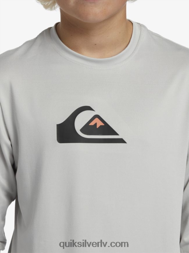 zēni Quiksilver 8-16 solid streak ls jauniešu l/sl surf tee pelēka violeta 88064R2119