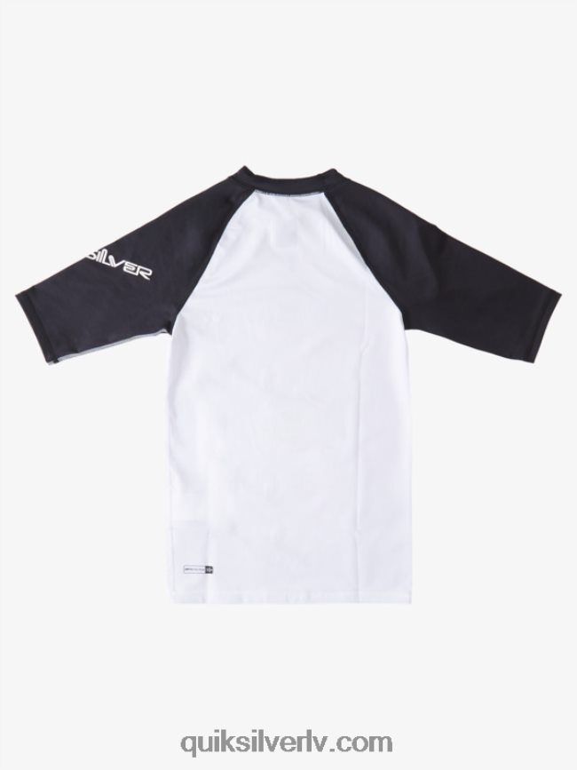 zēni Quiksilver 8-16 visu laiku īsām piedurknēm upf 50 rashguard balts melns 88064R2245