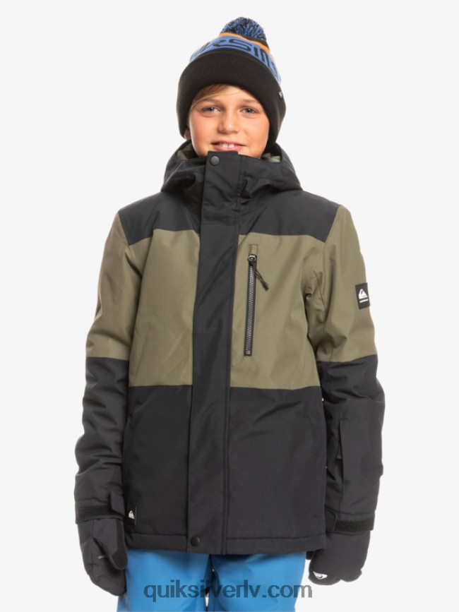zēni Quiksilver 8-16 misijas bloka tehniskā sniega jaka patiesi melns 88064R2337