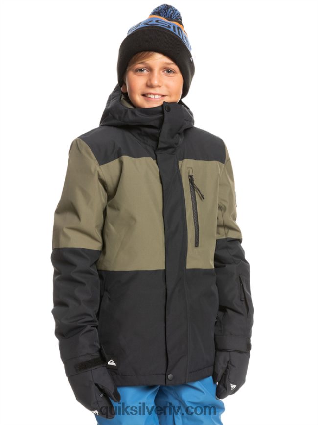 zēni Quiksilver 8-16 misijas bloka tehniskā sniega jaka patiesi melns 88064R2337