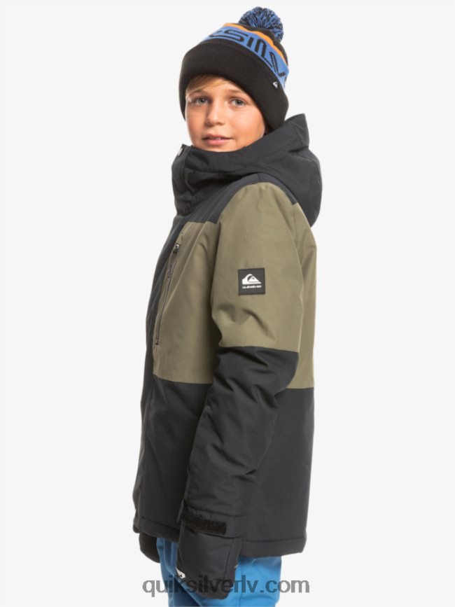 zēni Quiksilver 8-16 misijas bloka tehniskā sniega jaka patiesi melns 88064R2337