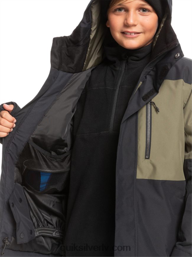 zēni Quiksilver 8-16 misijas bloka tehniskā sniega jaka patiesi melns 88064R2337