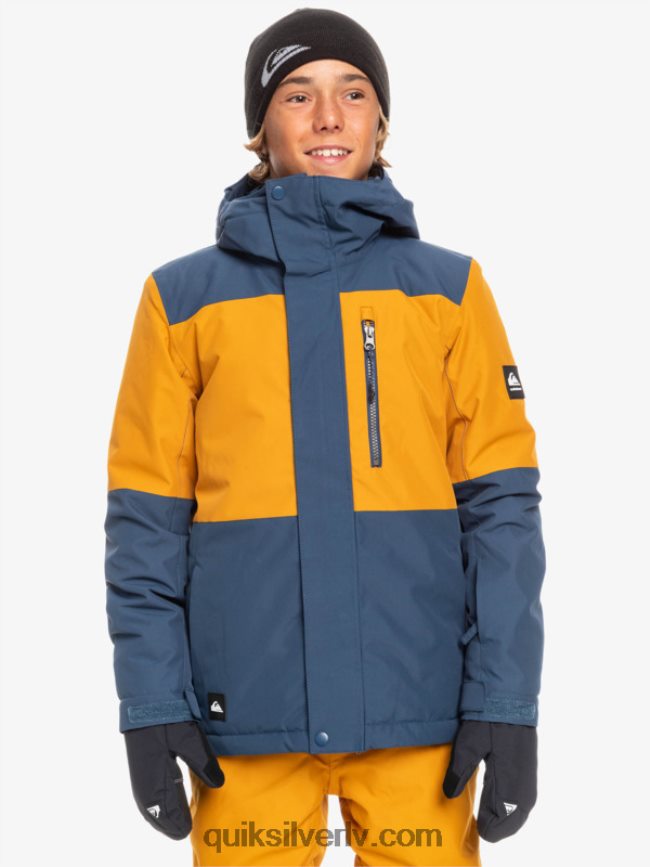 zēni Quiksilver 8-16 misijas bloka tehniskā sniega jaka zīmotnes zilā krāsā 88064R2338