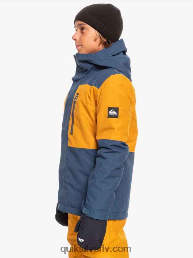 zēni Quiksilver 8-16 misijas bloka tehniskā sniega jaka zīmotnes zilā krāsā 88064R2338