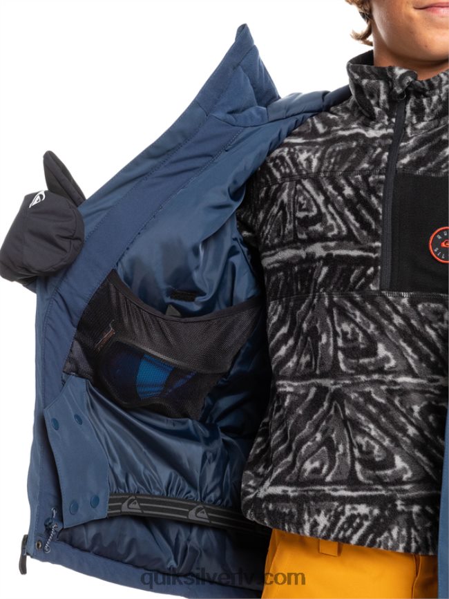 zēni Quiksilver 8-16 misijas bloka tehniskā sniega jaka zīmotnes zilā krāsā 88064R2338