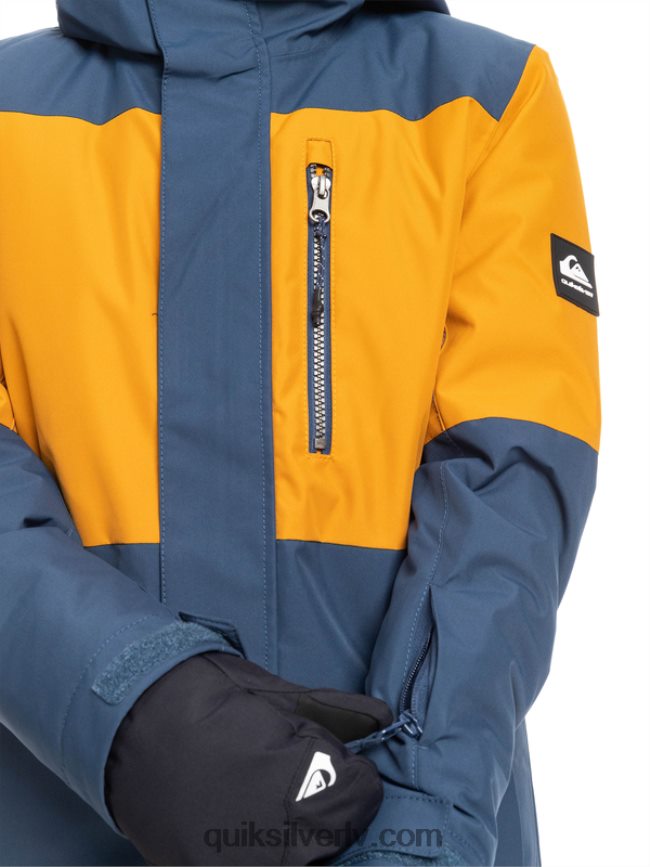 zēni Quiksilver 8-16 misijas bloka tehniskā sniega jaka zīmotnes zilā krāsā 88064R2338