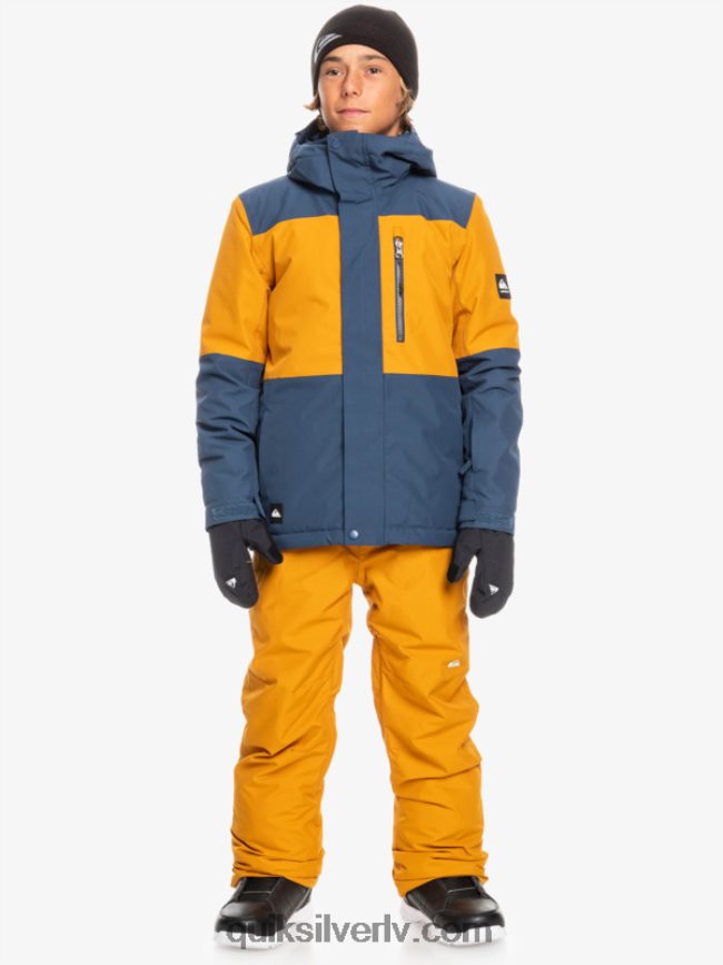 zēni Quiksilver 8-16 misijas bloka tehniskā sniega jaka zīmotnes zilā krāsā 88064R2338