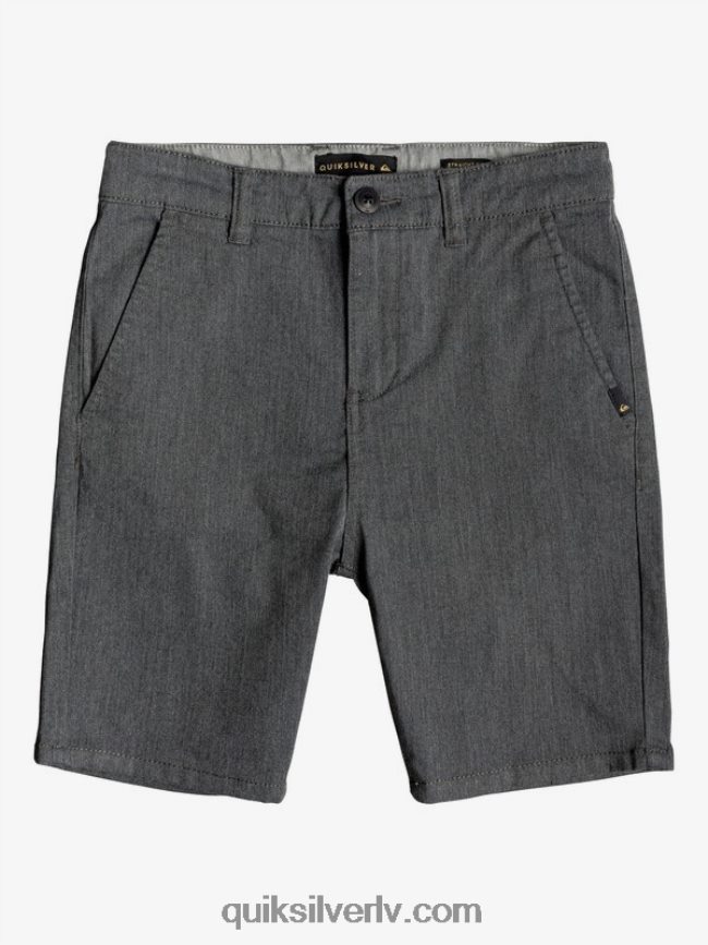 zēni Quiksilver 8-16 jauni ikdienas savienība 17 chino šorti tumši pelēki virši 88064R2279