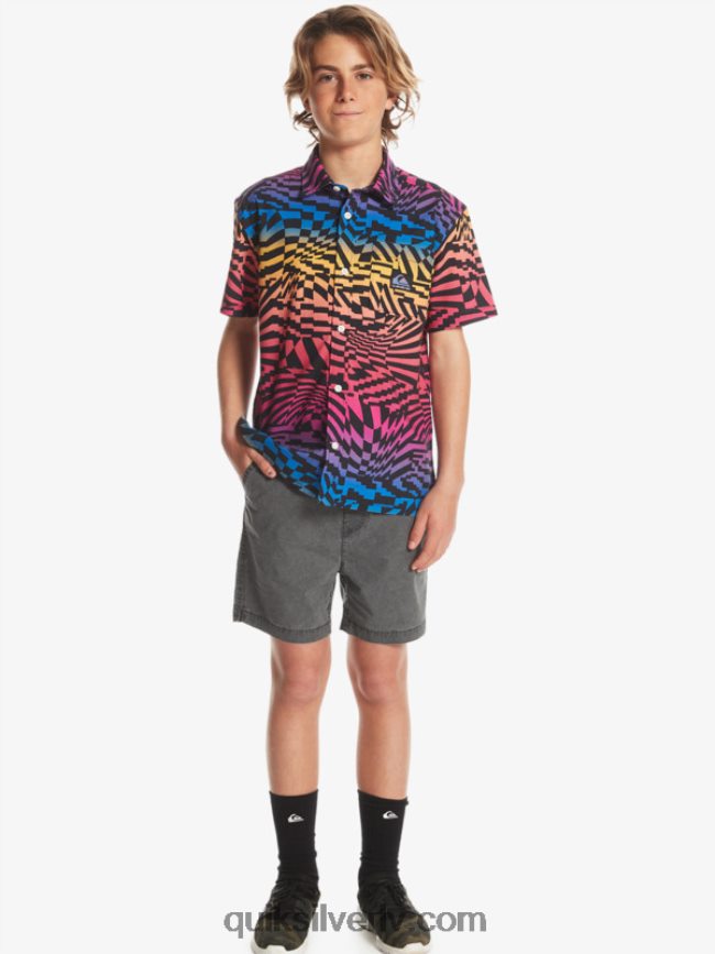 zēni Quiksilver 8-16 taxer 15 elastīgi vidukļa šorti melns 88064R2079