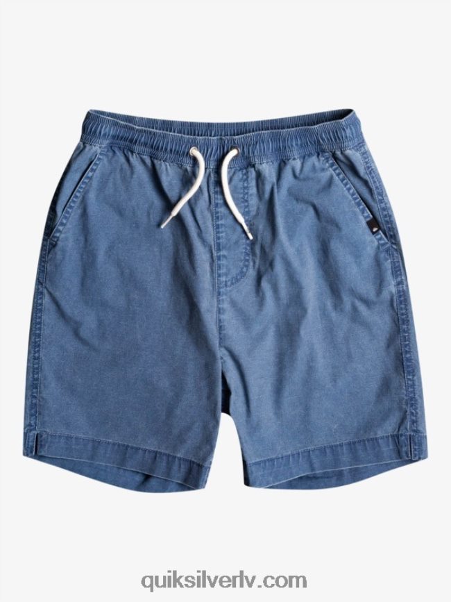 zēni Quiksilver 8-16 taxer 15 elastīgi vidukļa šorti zīmotnes zilā krāsā 88064R2083