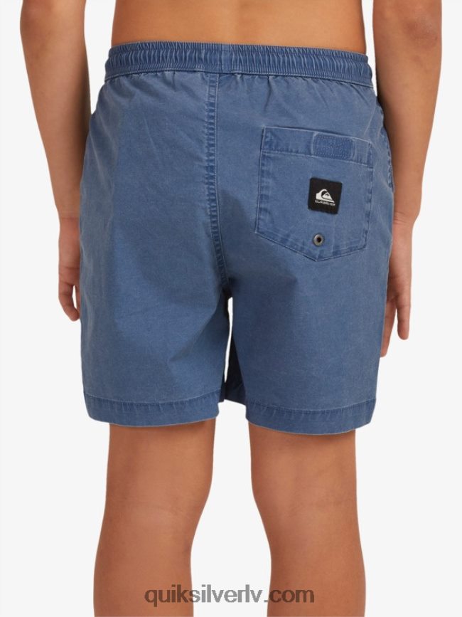 zēni Quiksilver 8-16 taxer 15 elastīgi vidukļa šorti zīmotnes zilā krāsā 88064R2083
