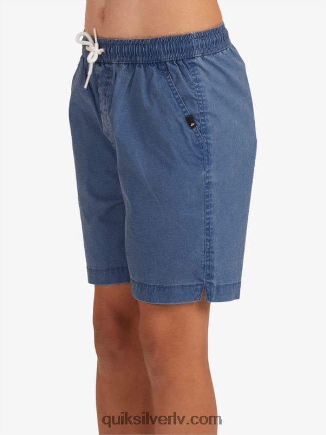 zēni Quiksilver 8-16 taxer 15 elastīgi vidukļa šorti zīmotnes zilā krāsā 88064R2083