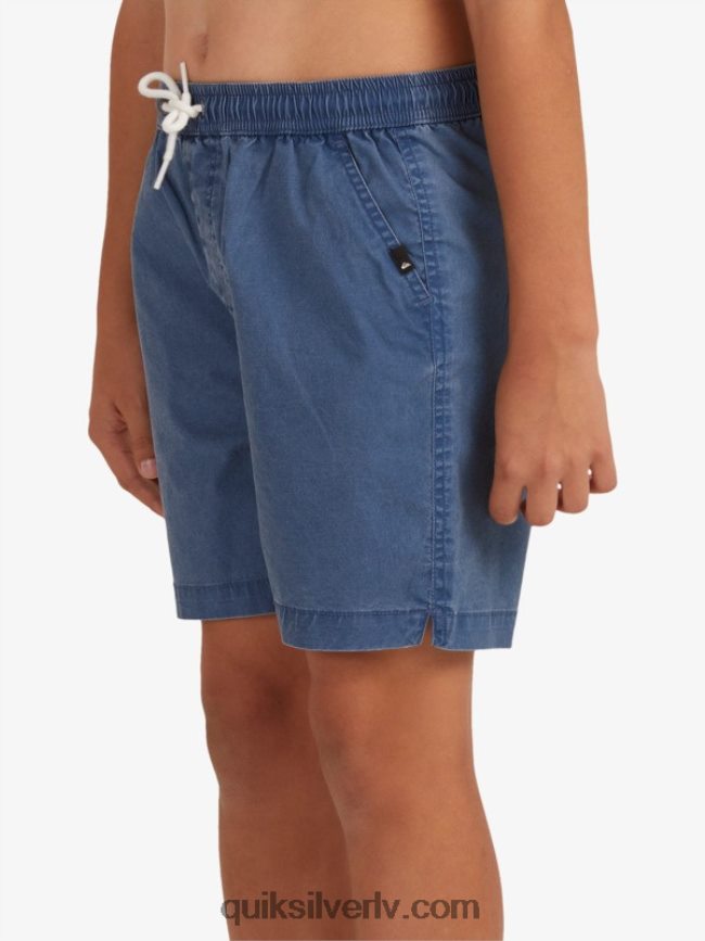 zēni Quiksilver 8-16 taxer 15 elastīgi vidukļa šorti zīmotnes zilā krāsā 88064R2083
