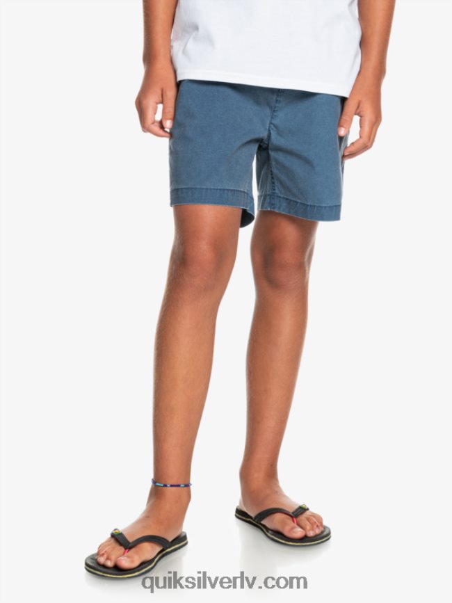 zēni Quiksilver 8-16 taxer 15 elastīgi vidukļa šorti zīmotnes zilā krāsā 88064R2083