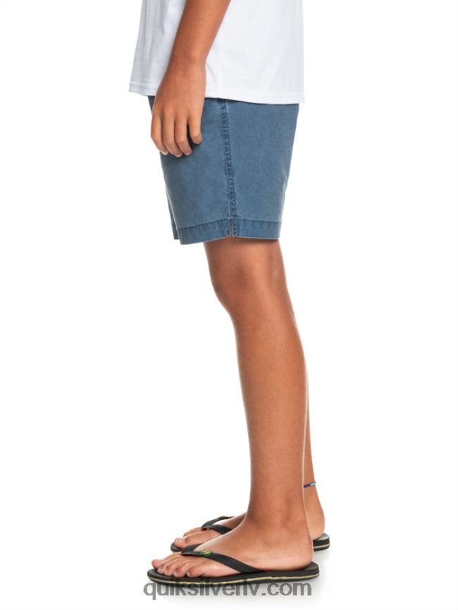 zēni Quiksilver 8-16 taxer 15 elastīgi vidukļa šorti zīmotnes zilā krāsā 88064R2083