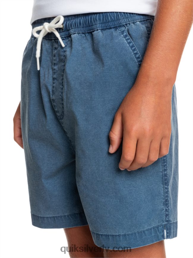 zēni Quiksilver 8-16 taxer 15 elastīgi vidukļa šorti zīmotnes zilā krāsā 88064R2083