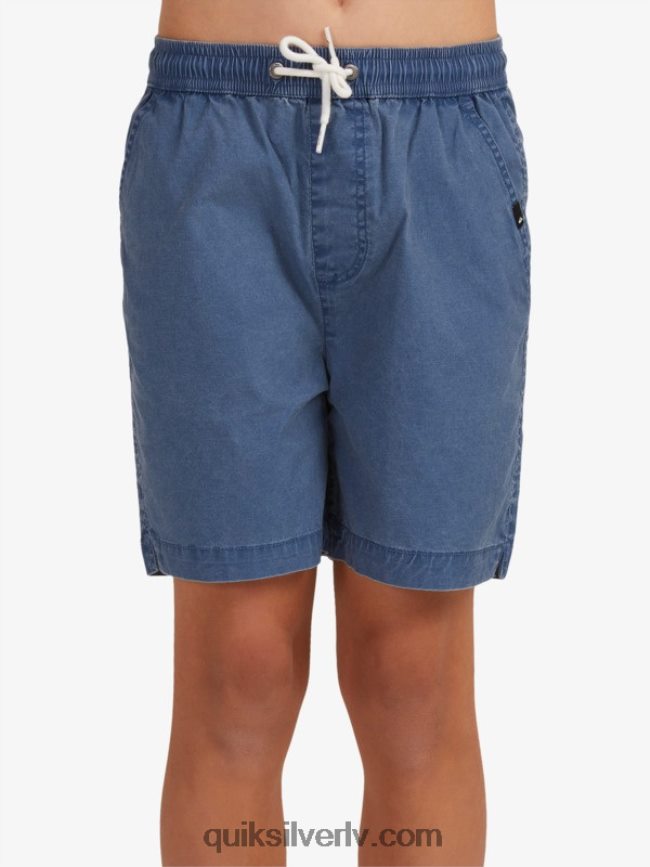 zēni Quiksilver 8-16 taxer 15 elastīgi vidukļa šorti zīmotnes zilā krāsā 88064R2083