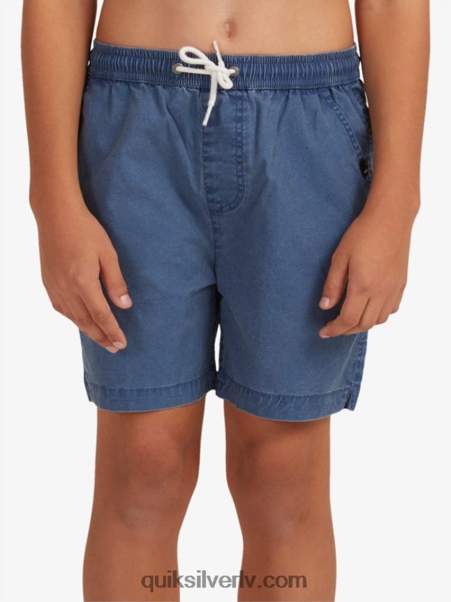 zēni Quiksilver 8-16 taxer 15 elastīgi vidukļa šorti zīmotnes zilā krāsā 88064R2083
