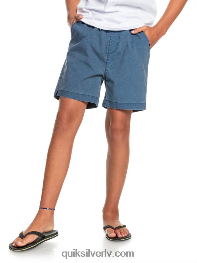zēni Quiksilver 8-16 taxer 15 elastīgi vidukļa šorti zīmotnes zilā krāsā 88064R2083