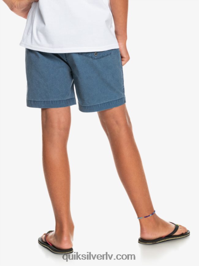 zēni Quiksilver 8-16 taxer 15 elastīgi vidukļa šorti zīmotnes zilā krāsā 88064R2083