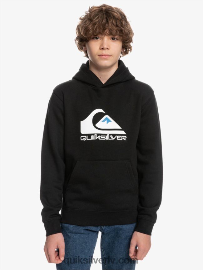 zēni Quiksilver 8-16 liela logotipa flīsa augšdaļa melns 88064R2248