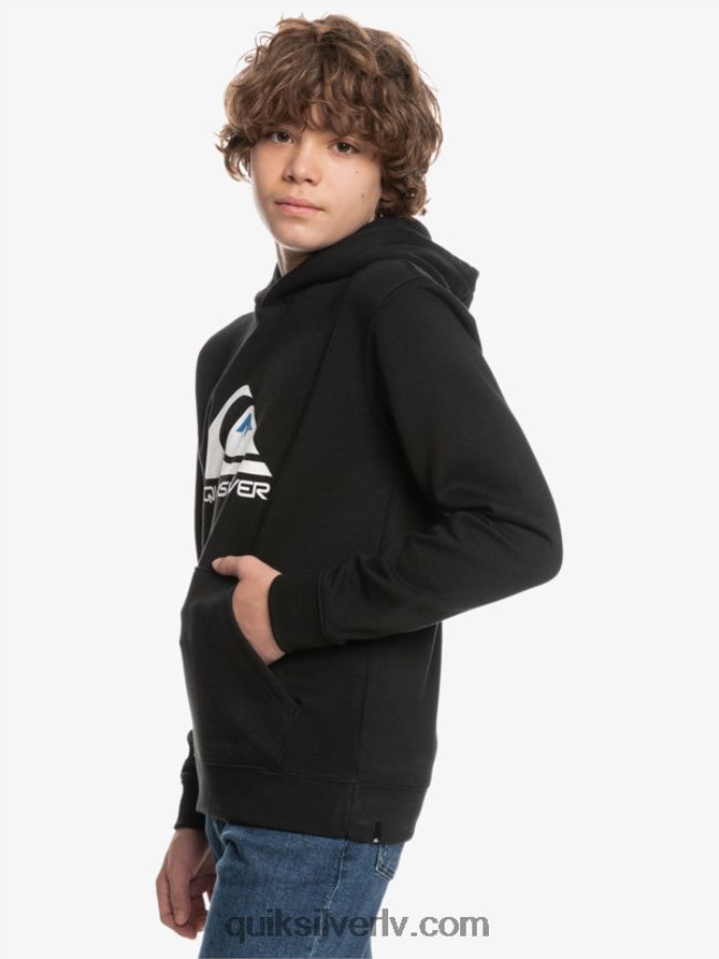 zēni Quiksilver 8-16 liela logotipa flīsa augšdaļa melns 88064R2248