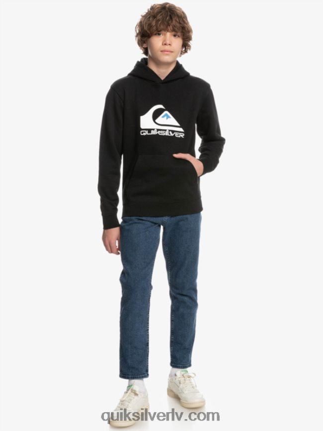 zēni Quiksilver 8-16 liela logotipa flīsa augšdaļa melns 88064R2248