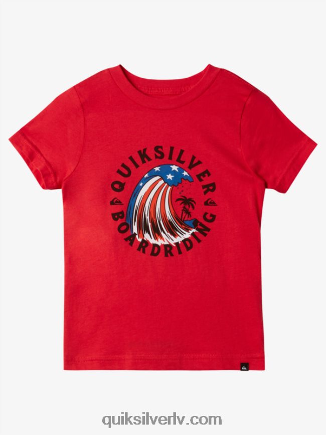 zēni Quiksilver 2-7 mājas viļņa t-krekls augsta riska sarkans 88064R1930